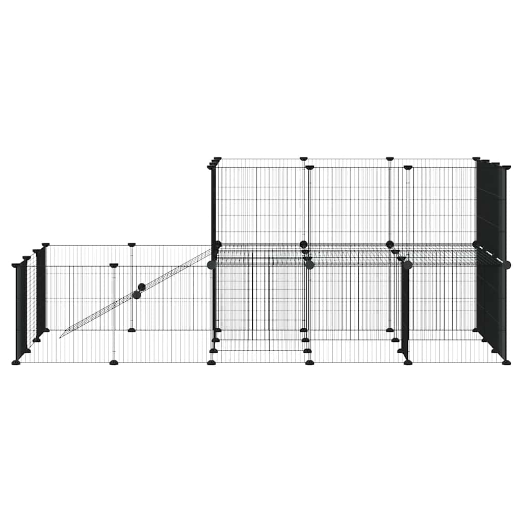 44 Paneļu Mājdzīvnieku Būris Ar Durvīm, Melns, 175X105X70Cm, Tērauds