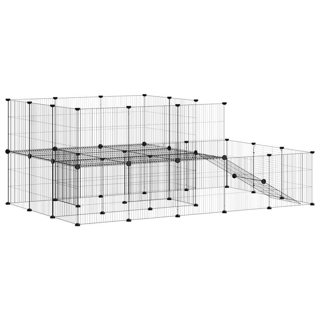 44 Paneļu Mājdzīvnieku Būris Ar Durvīm, Melns, 175X105X70Cm, Tērauds
