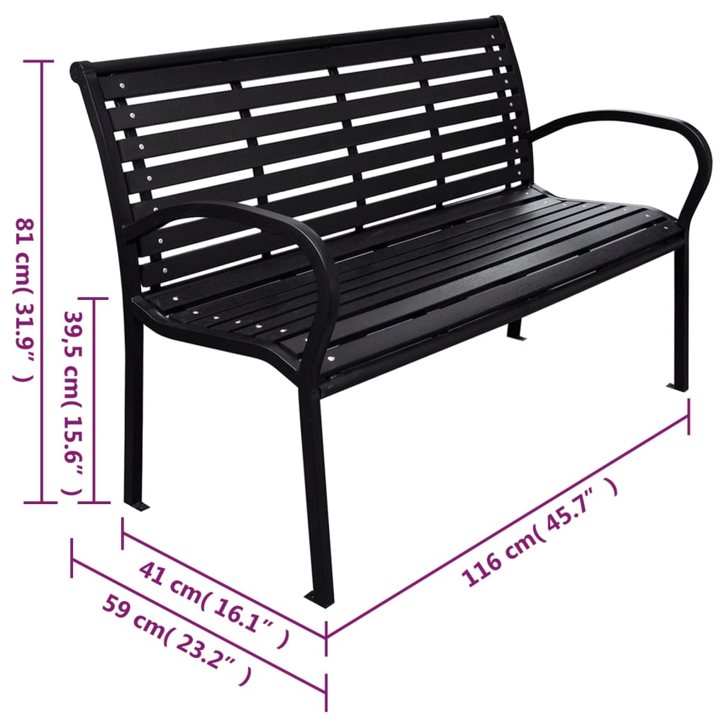 Dārza Sols, Melns, 116 Cm, Tērauds Un Wpc