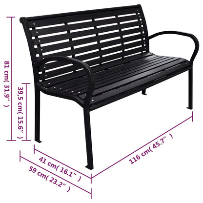 Dārza Sols, Melns, 116 Cm, Tērauds Un Wpc
