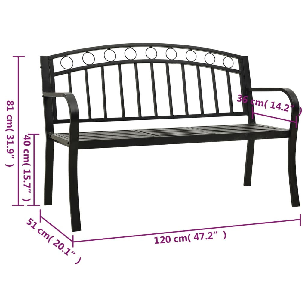 Dārza Sols Ar Galdiņu, Melns, 120 Cm, Tērauds
