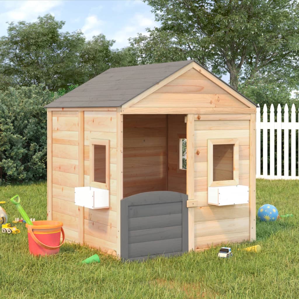 Rotaļu Māja Ar Slēdzamām Durvīm Un Puķu Podiem, Egles Masīvkoks