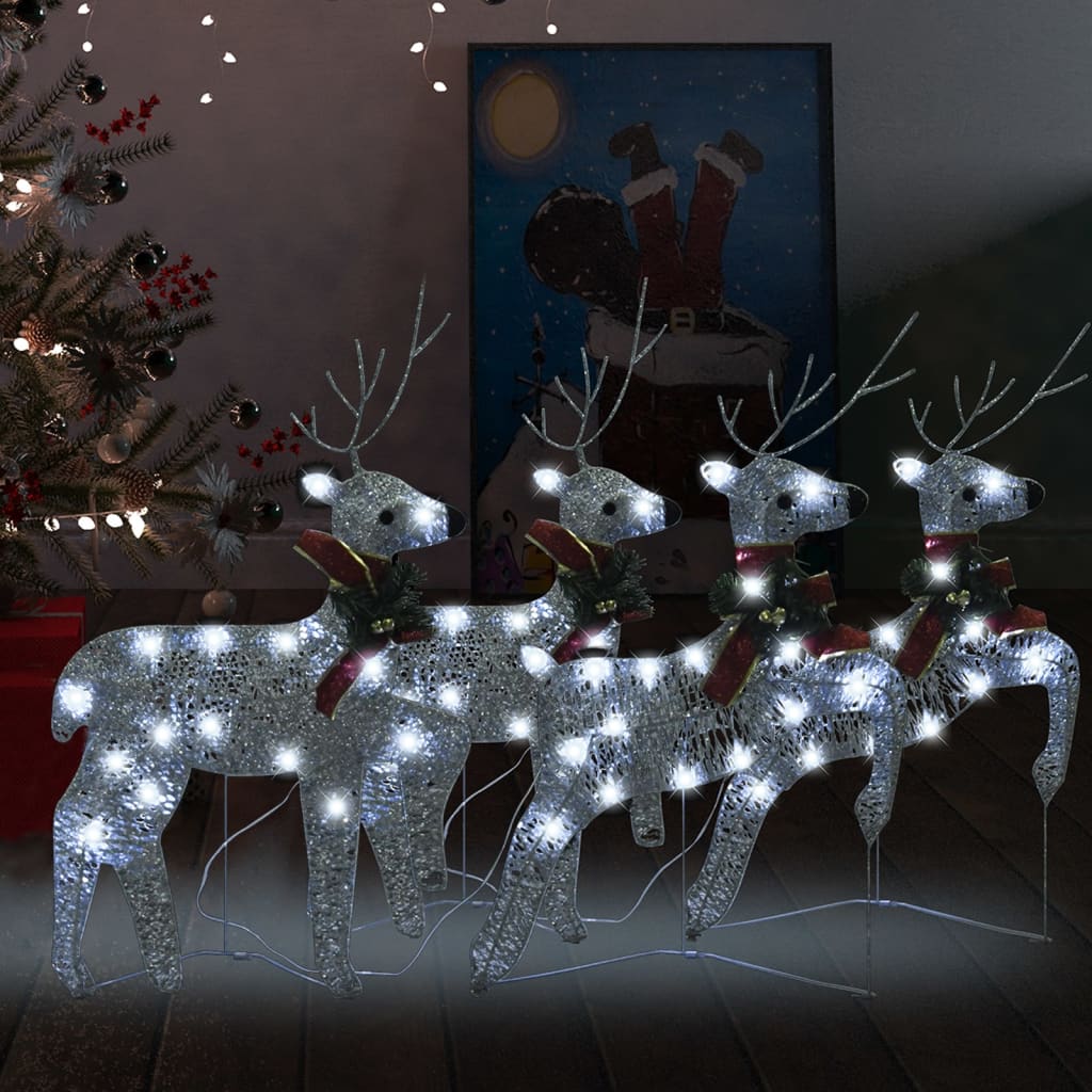 Ziemassvētku Ziemeļbrieži, 4 Gab., Balti, 80 Led