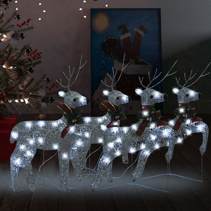 Ziemassvētku Ziemeļbrieži, 4 Gab., Balti, 80 Led