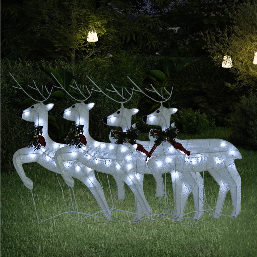 Ziemassvētku Ziemeļbrieži, 4 Gab., Balti, 80 Led