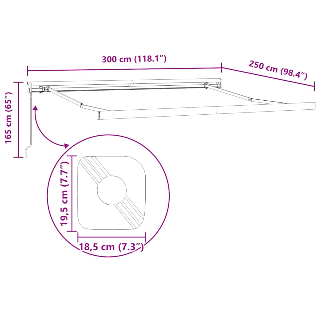 | Nolokāms Markīze | Zila Un Balta Ar Baltu Rāmi 3 X 2,5 M