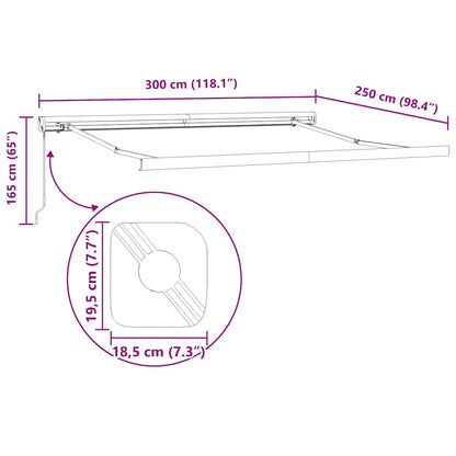 | Nolokāms Markīze | Zila Un Balta Ar Baltu Rāmi 3 X 2,5 M