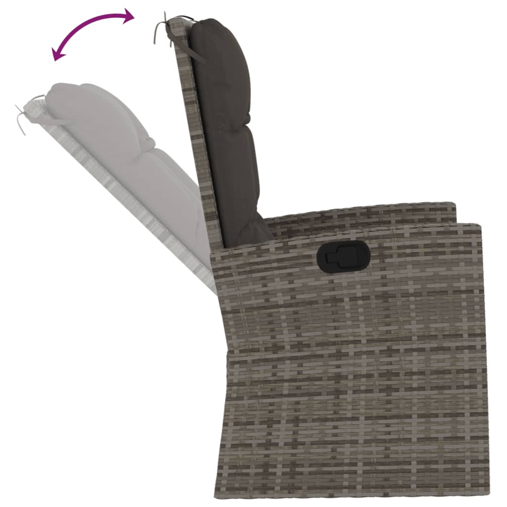 Atgāžams Dārza Sols Ar Matračiem, 118Cm, Pelēks, Pe Rotangpalma