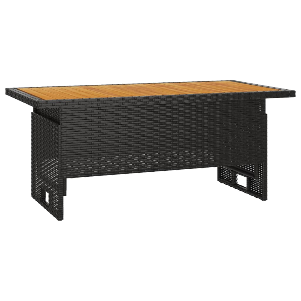 Dārza Galds, 100X50X43/63Cm, Akācija, Pe Rotangpalma, Melns