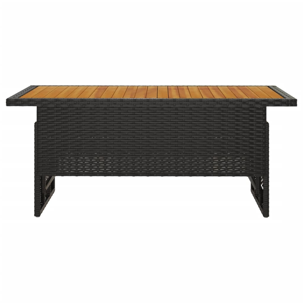 Dārza Galds, 100X50X43/63Cm, Akācija, Pe Rotangpalma, Melns
