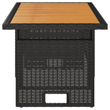 Dārza Galds, 100X50X43/63Cm, Akācija, Pe Rotangpalma, Melns