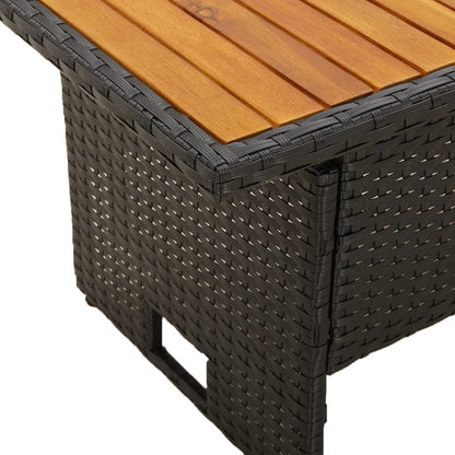 Dārza Galds, 100X50X43/63Cm, Akācija, Pe Rotangpalma, Melns