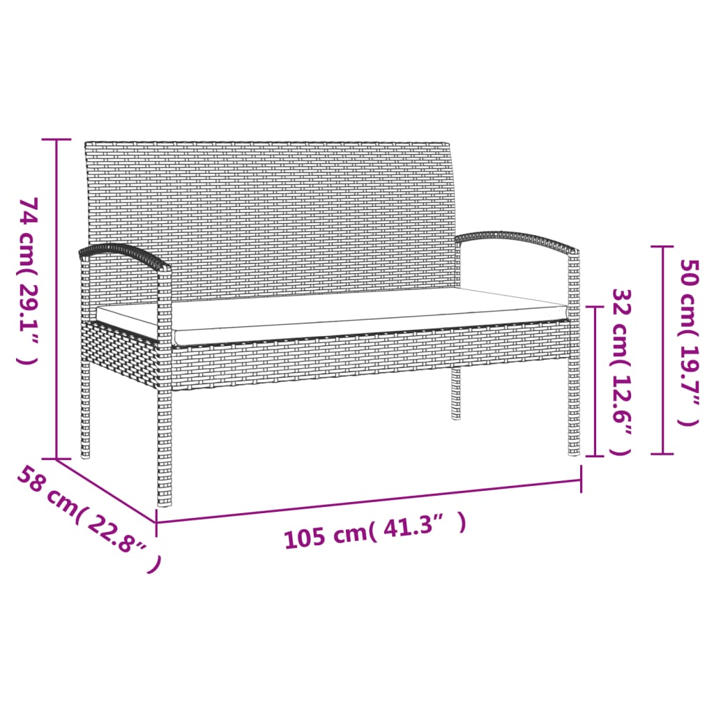 Dārza Sols Ar Matraci, 105 Cm, Pelēks, Pe Rotangpalma