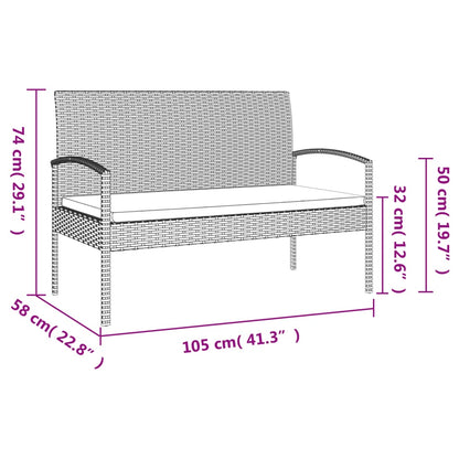 Dārza Sols Ar Matraci, 105 Cm, Pelēks, Pe Rotangpalma