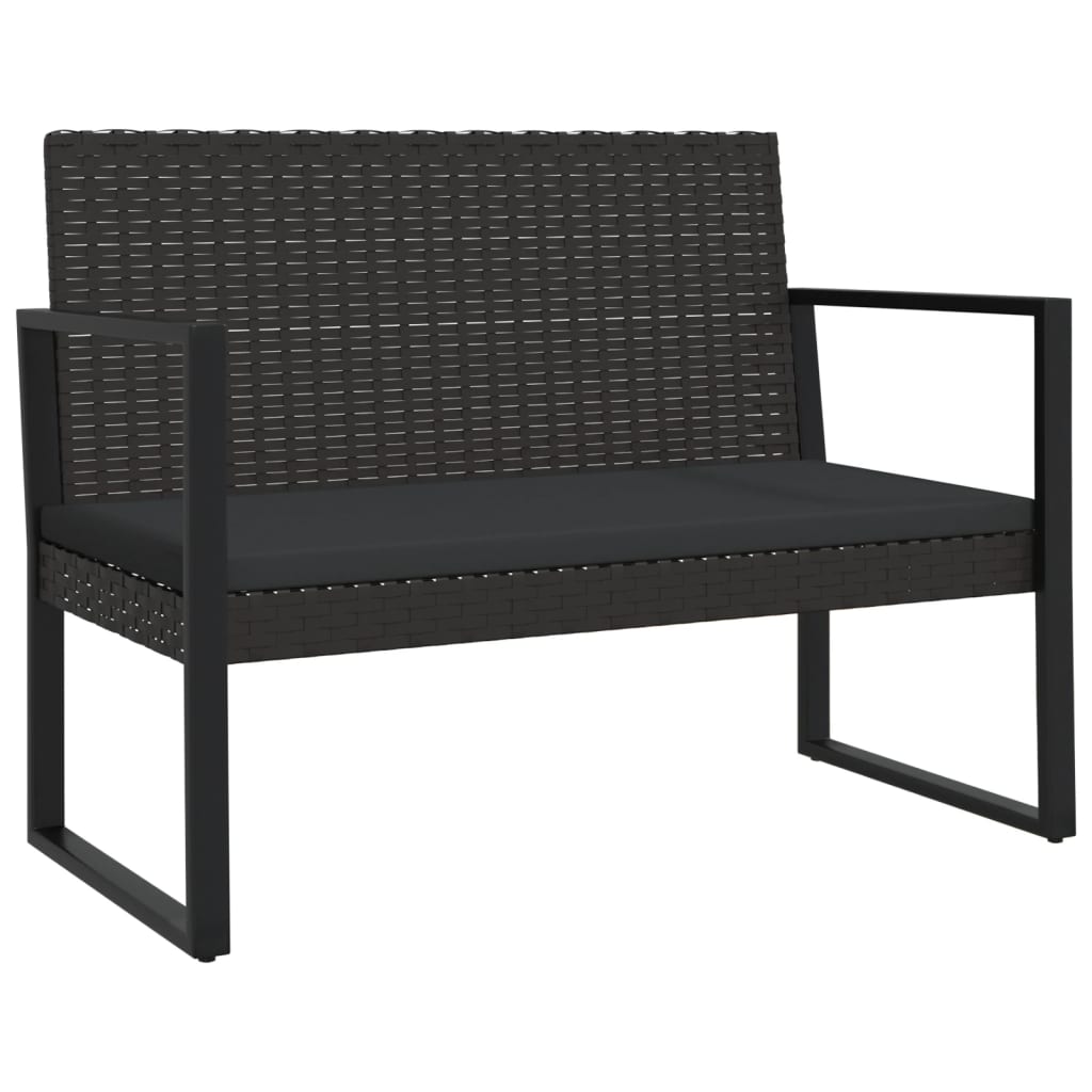 Dārza Sols Ar Matračiem, 106 Cm, Pe Rotangpalma, Melns