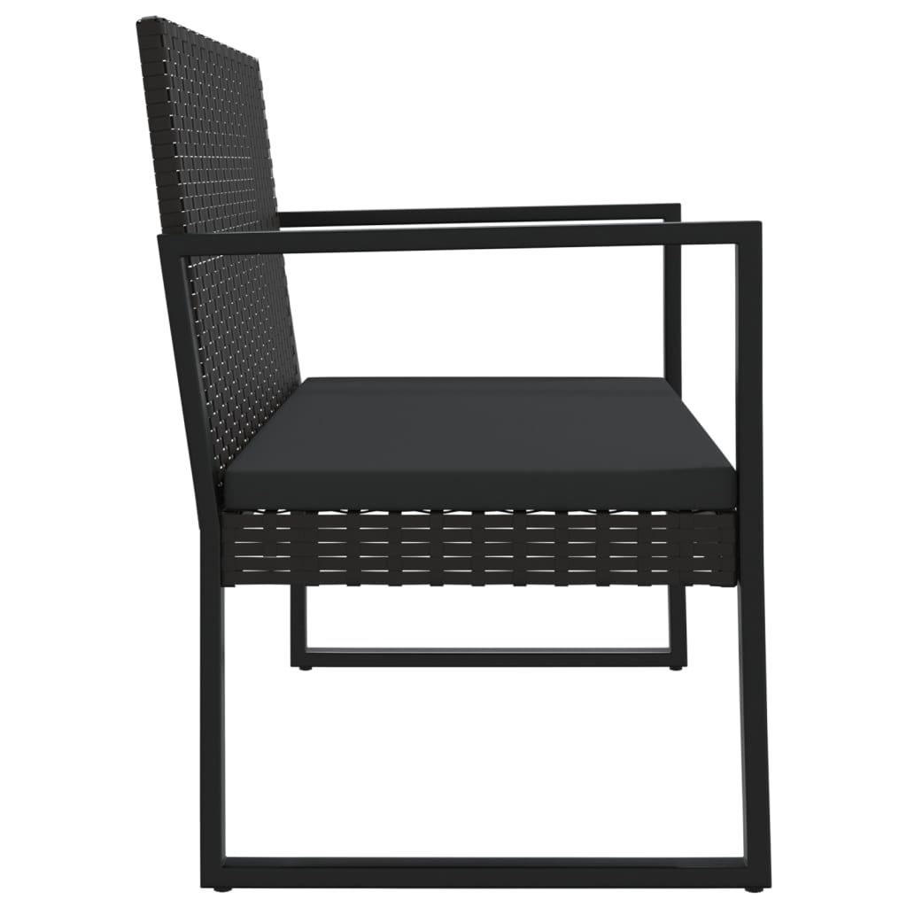 Dārza Sols Ar Matračiem, 106 Cm, Pe Rotangpalma, Melns