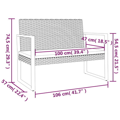 Dārza Sols Ar Matračiem, 106 Cm, Pe Rotangpalma, Melns