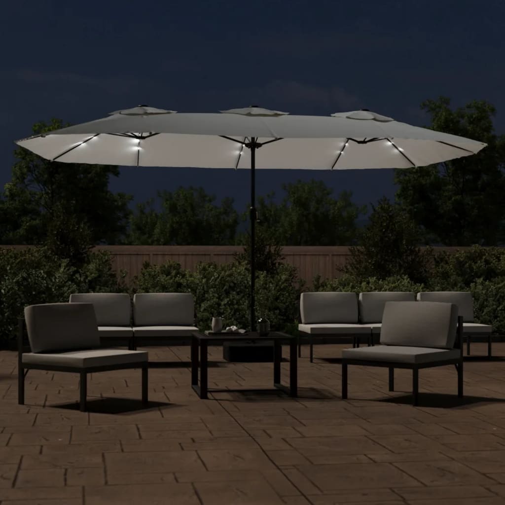Saulessargs Ar 2 Jumtiņiem Un Led, 449X265 Cm, Smilšu Balts