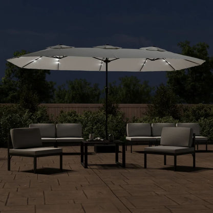 Saulessargs Ar 2 Jumtiņiem Un Led, 449X265 Cm, Smilšu Balts