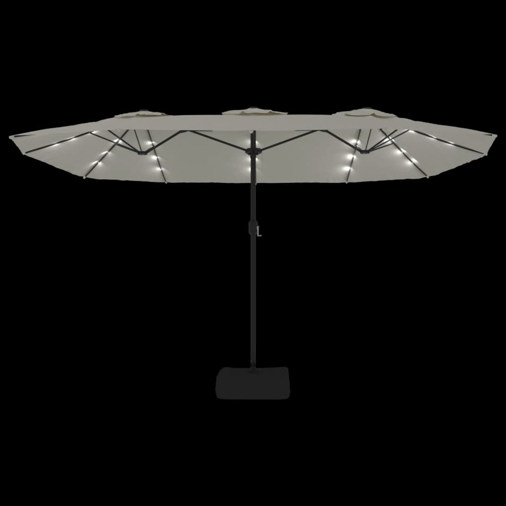 Saulessargs Ar 2 Jumtiņiem Un Led, 449X265 Cm, Smilšu Balts