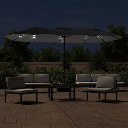 Saulessargs Ar 2 Jumtiņiem Un Led, 449X265 Cm, Melns