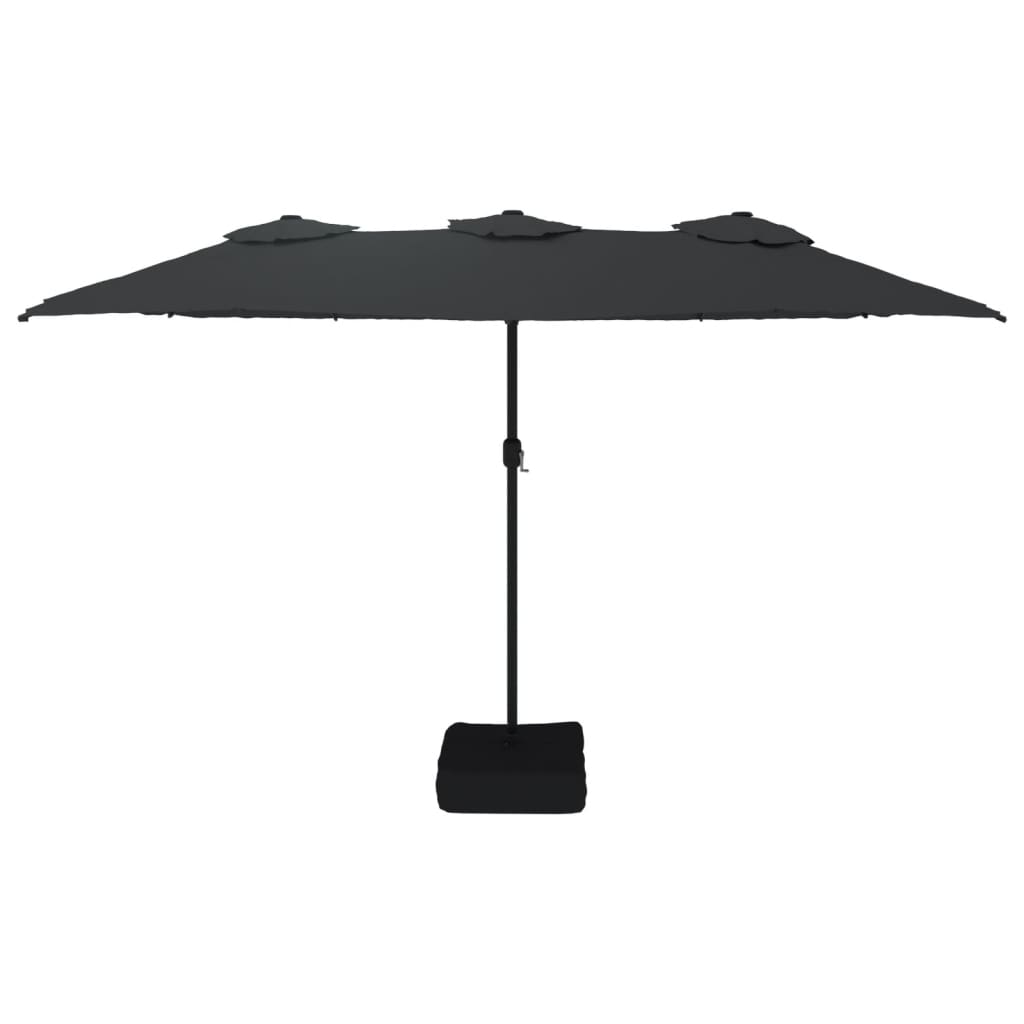 Saulessargs Ar 2 Jumtiņiem Un Led, 449X265 Cm, Melns