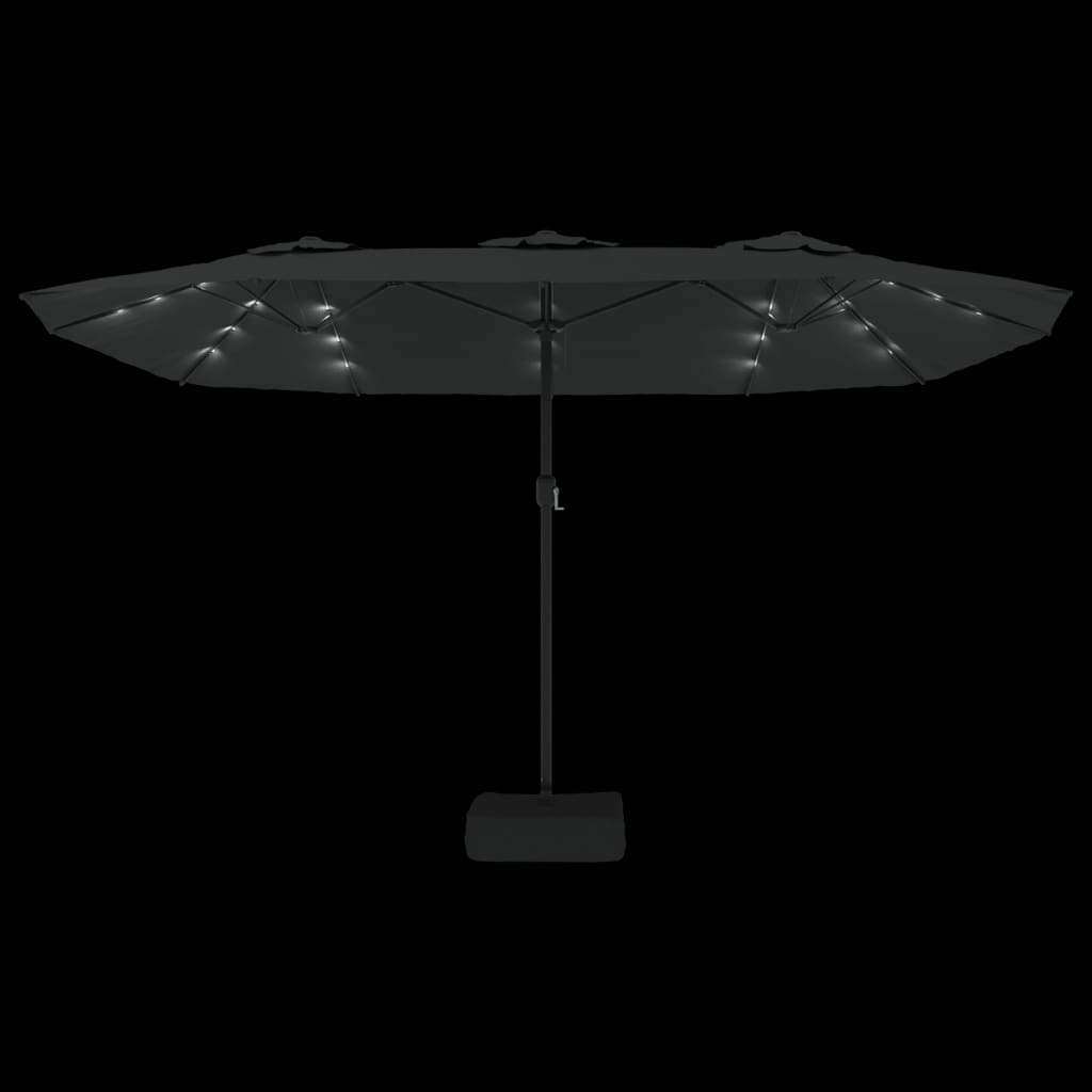 Saulessargs Ar 2 Jumtiņiem Un Led, 449X265 Cm, Melns