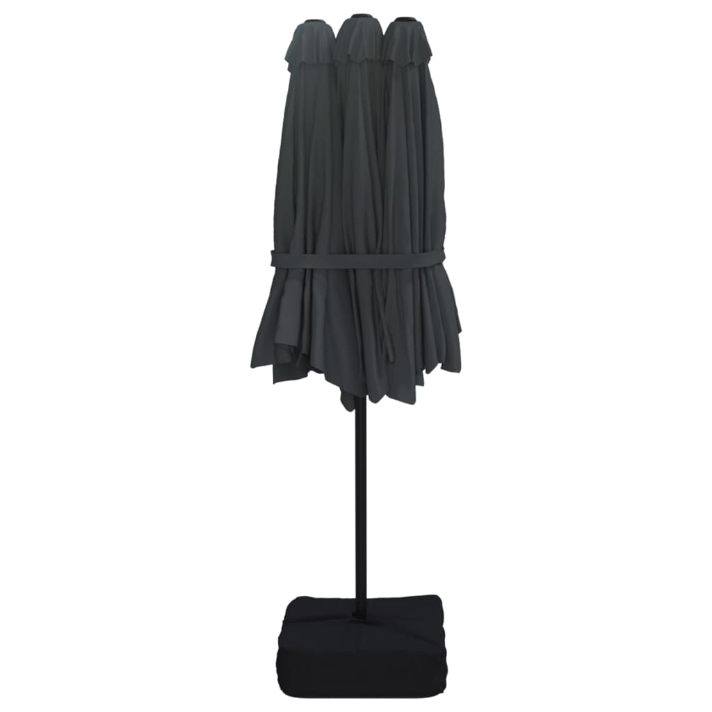 Saulessargs Ar 2 Jumtiņiem Un Led, 449X265 Cm, Melns