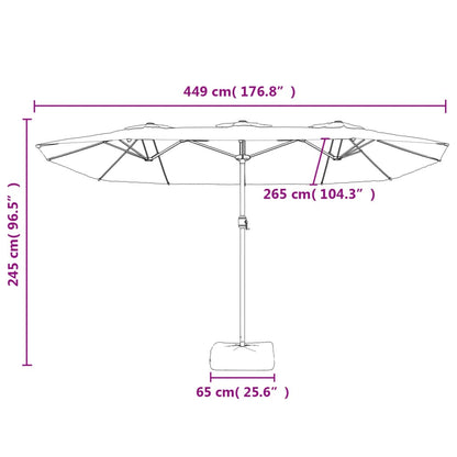 Saulessargs Ar 2 Jumtiņiem Un Led, 449X265 Cm, Melns