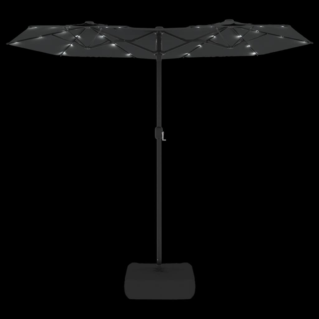 Saulessargs Ar 2 Jumtiņiem Un Led, 316X145 Cm, Antracītpelēks