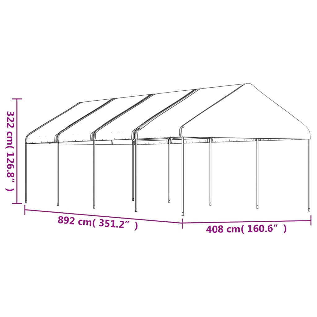 Nojume Ar Jumtu, Balta, 8,92X4,08X3,22 M, Polietilēns