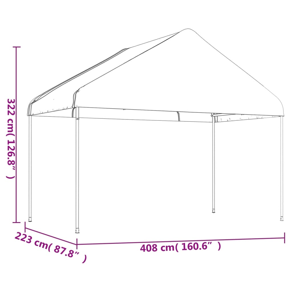Nojume Ar Jumtu, Balta, 8,92X4,08X3,22 M, Polietilēns