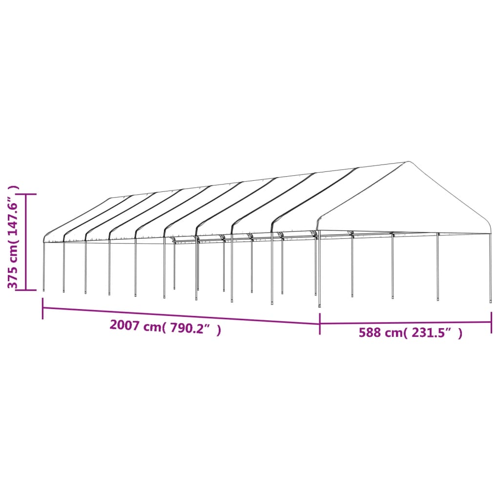Nojume Ar Jumtu, Balta, 20,07X5,88X3,75 M, Polietilēns