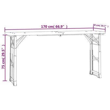 Saliekams Alus Galds, 170X50X75/105 Cm, Egles Masīvkoks