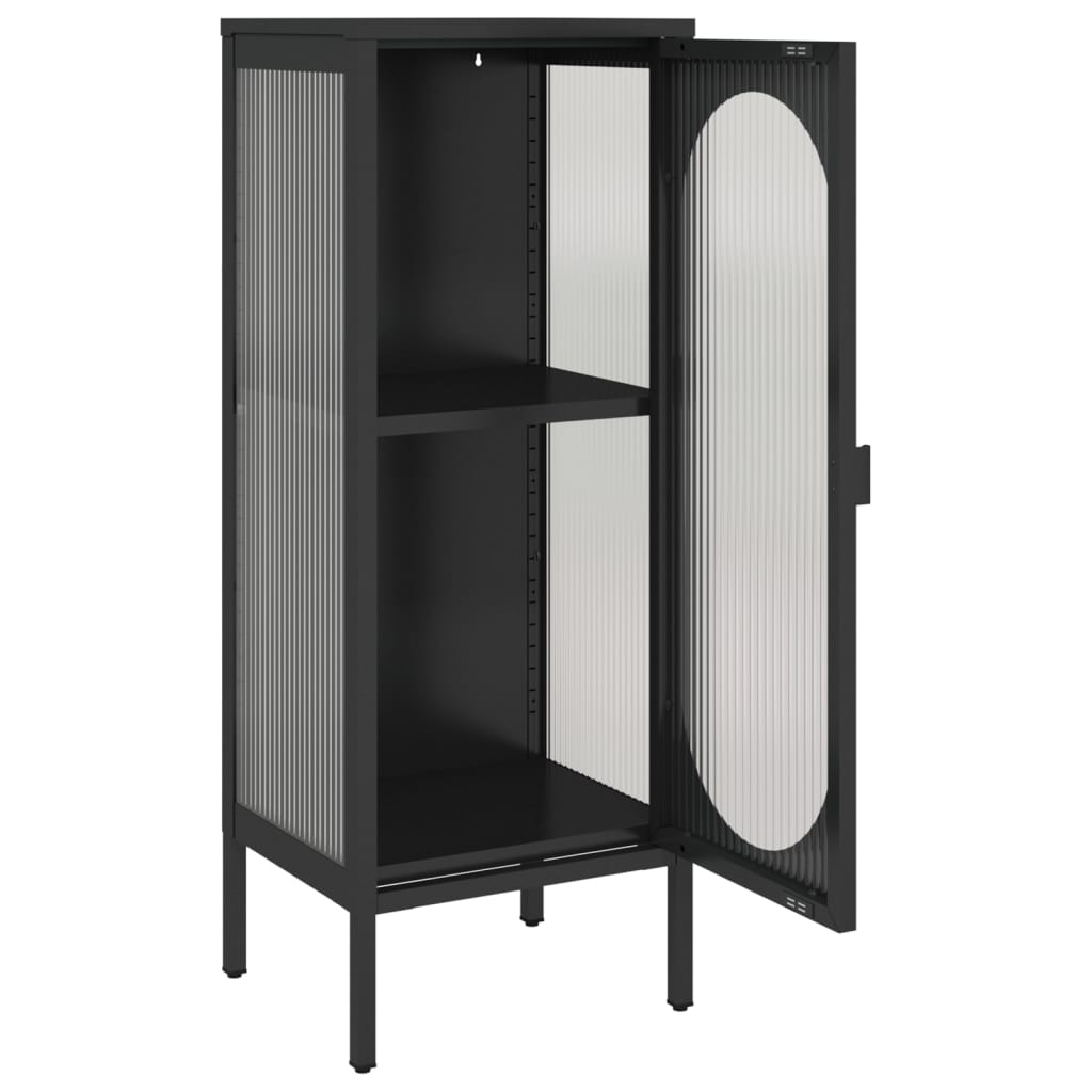 Kumode, 40X35X105 Cm, Stikls Un Tērauds, Melna