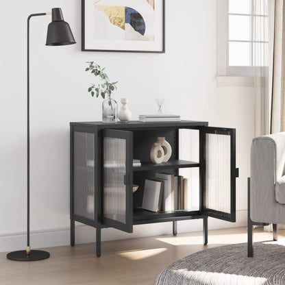 Kumode, 70X35X70 Cm, Stikls Un Tērauds, Melna