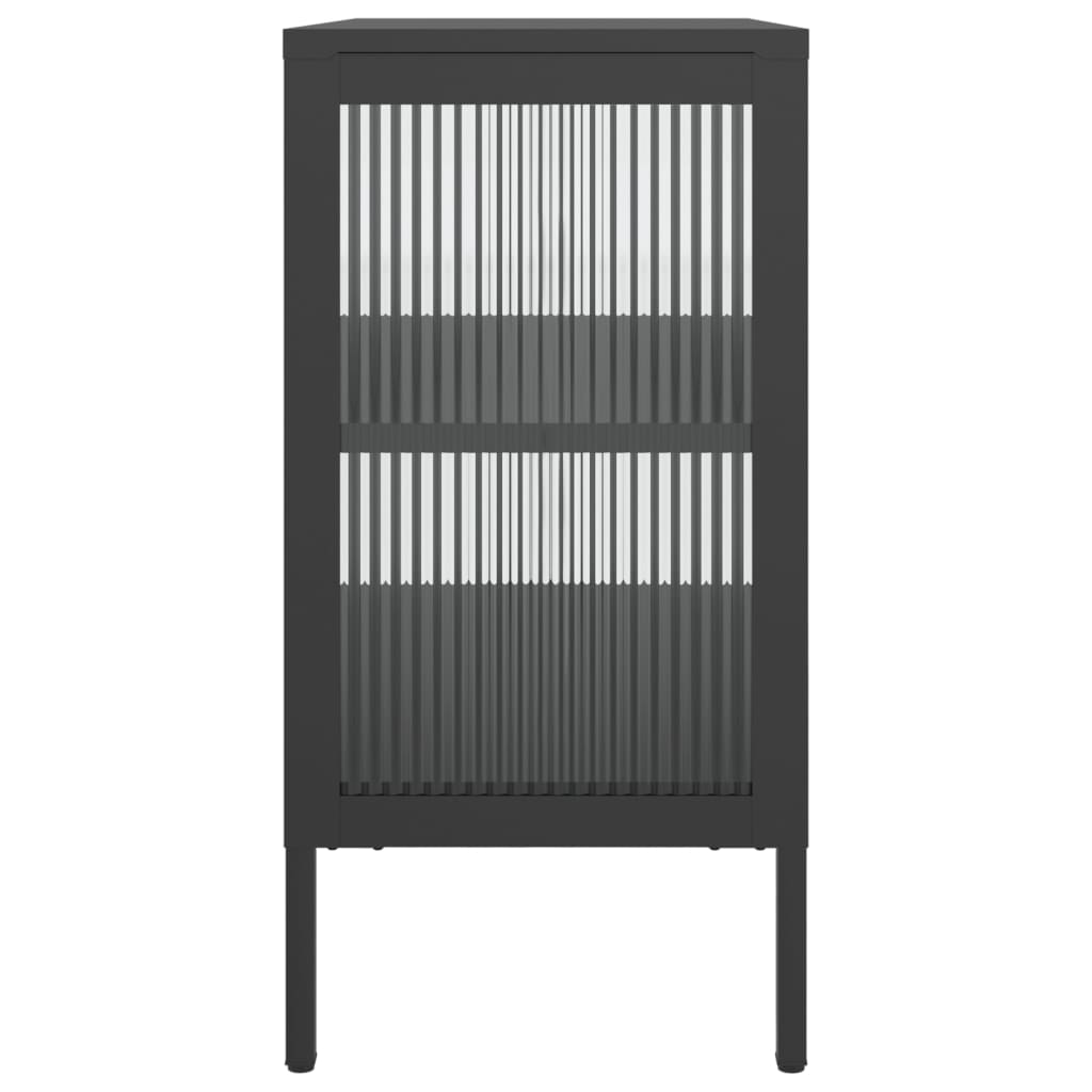 Kumode, 70X35X70 Cm, Stikls Un Tērauds, Melna