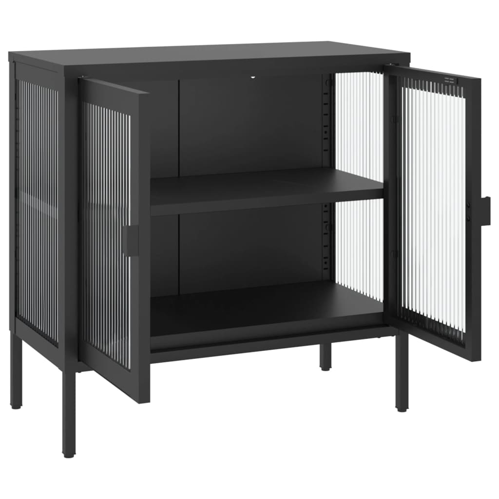 Kumode, 70X35X70 Cm, Stikls Un Tērauds, Melna