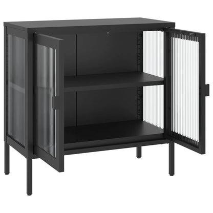 Kumode, 70X35X70 Cm, Stikls Un Tērauds, Melna