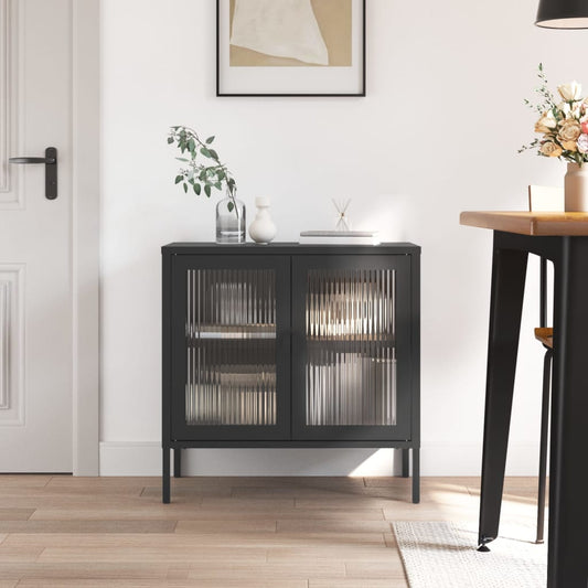 Kumode, 70X35X70 Cm, Stikls Un Tērauds, Melna