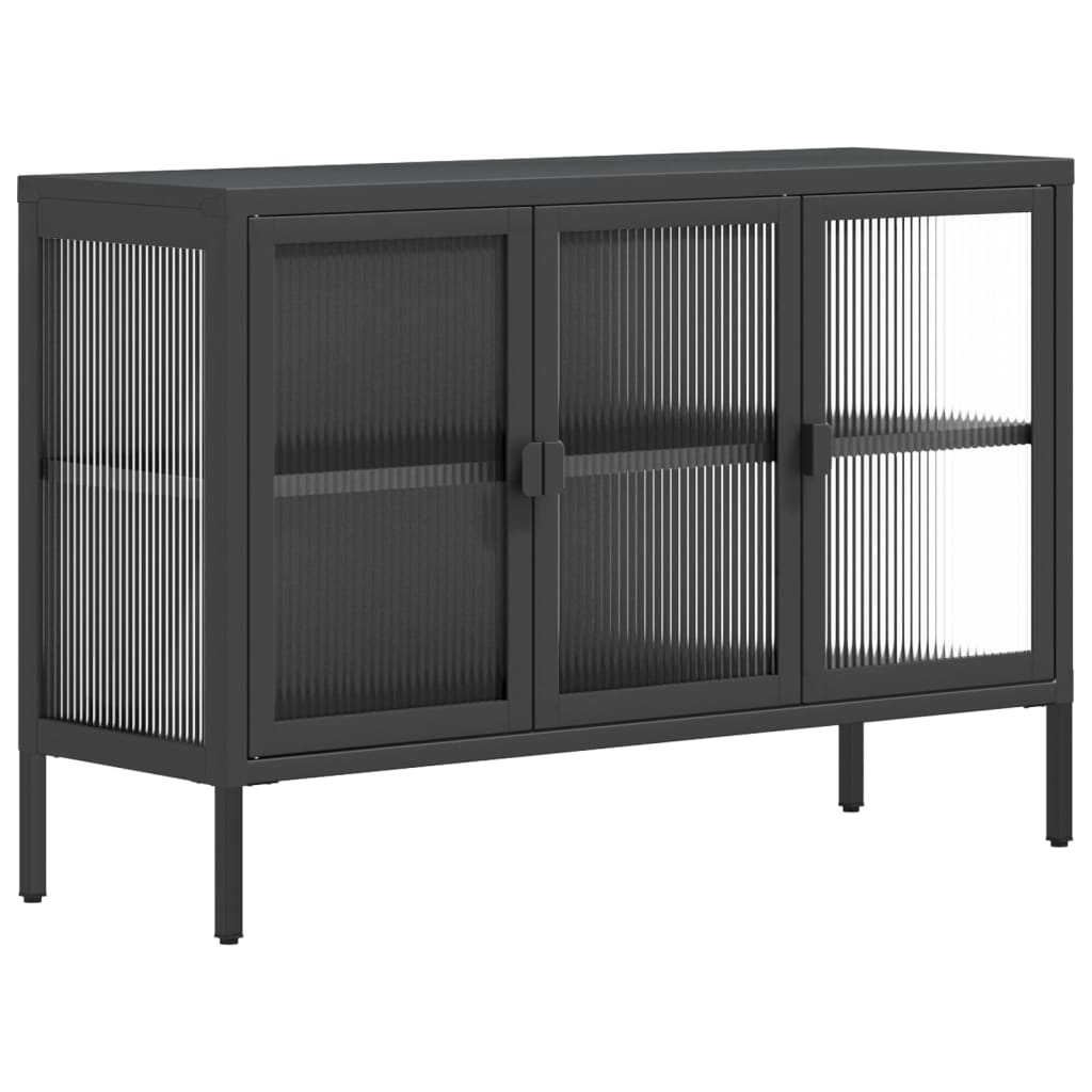 Kumode, 105X35X70 Cm, Stikls Un Tērauds, Melna