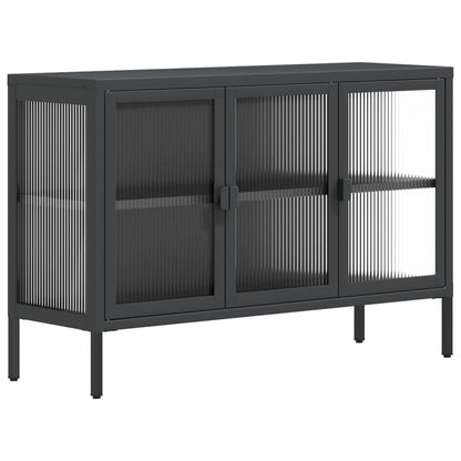 Kumode, 105X35X70 Cm, Stikls Un Tērauds, Melna