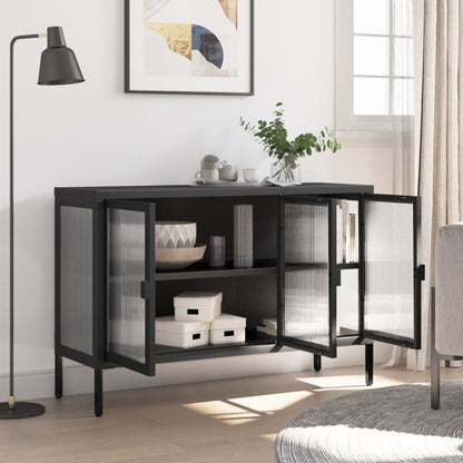 Kumode, 105X35X70 Cm, Stikls Un Tērauds, Melna