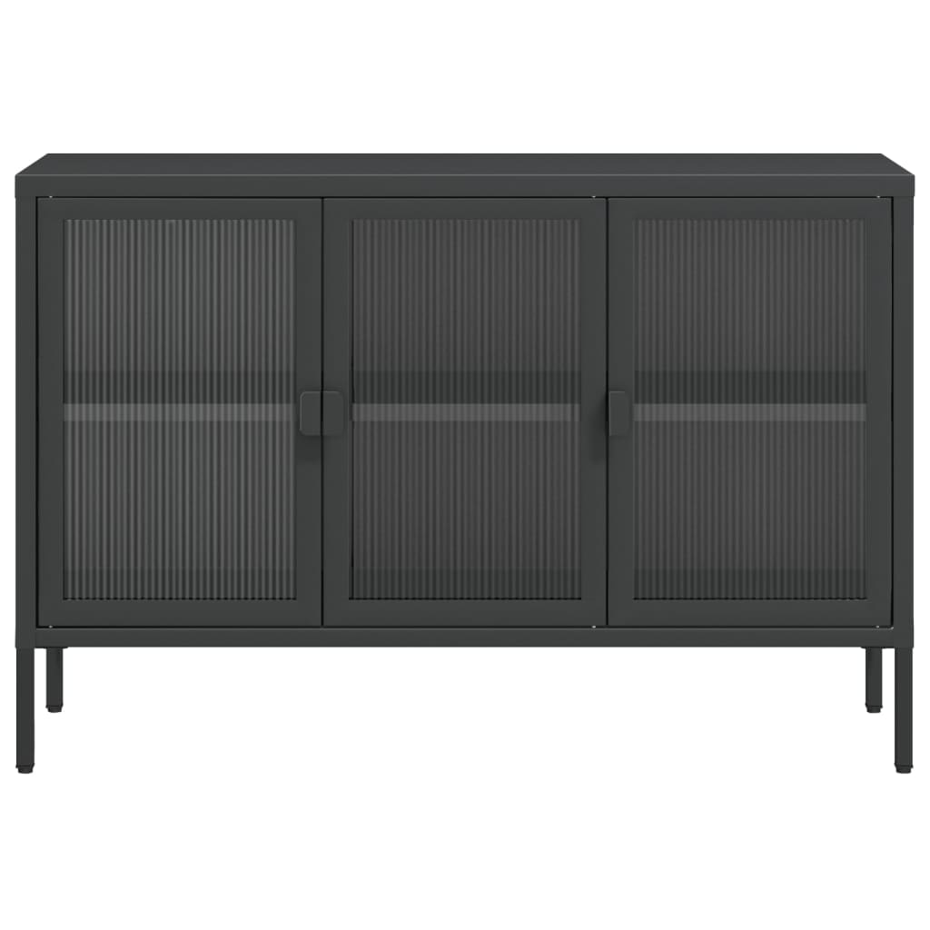 Kumode, 105X35X70 Cm, Stikls Un Tērauds, Melna