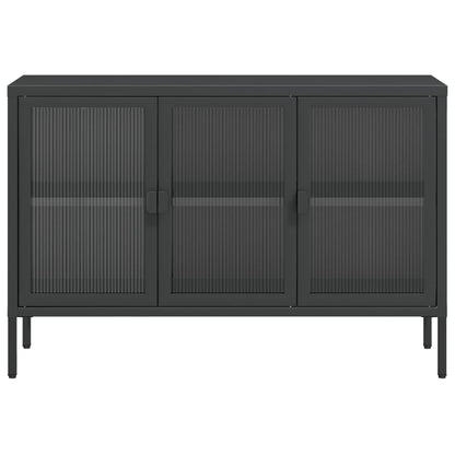 Kumode, 105X35X70 Cm, Stikls Un Tērauds, Melna