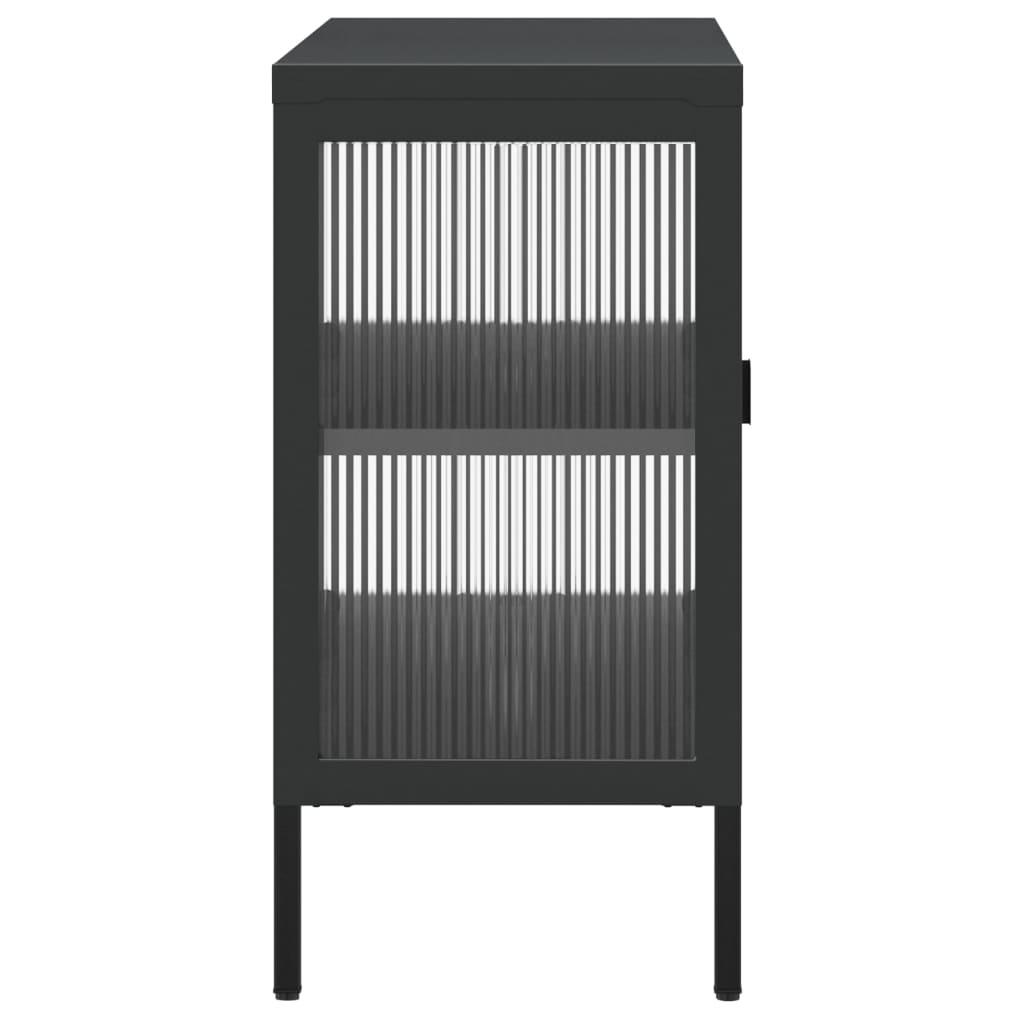 Kumode, 105X35X70 Cm, Stikls Un Tērauds, Melna