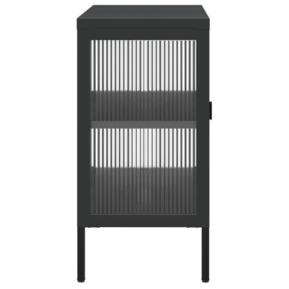 Kumode, 105X35X70 Cm, Stikls Un Tērauds, Melna