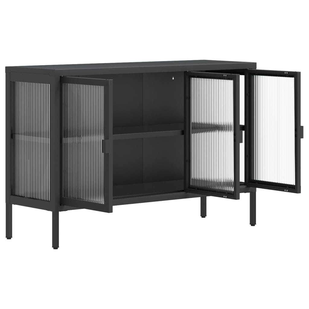 Kumode, 105X35X70 Cm, Stikls Un Tērauds, Melna