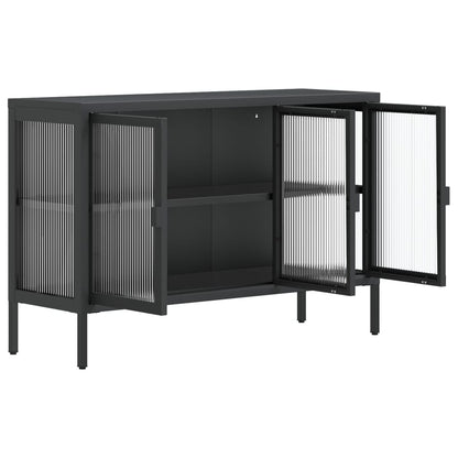 Kumode, 105X35X70 Cm, Stikls Un Tērauds, Melna