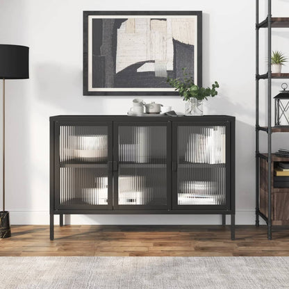 Kumode, 105X35X70 Cm, Stikls Un Tērauds, Melna